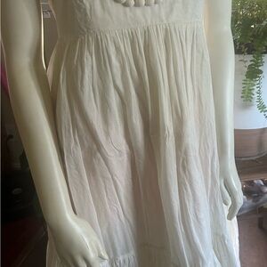Cream Sleeveless Gathered Midi Dress